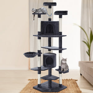 i.Pet Cat Tree 203cm Trees Scratching Post Scratcher Tower Condo House Furniture Wood - KRE Group