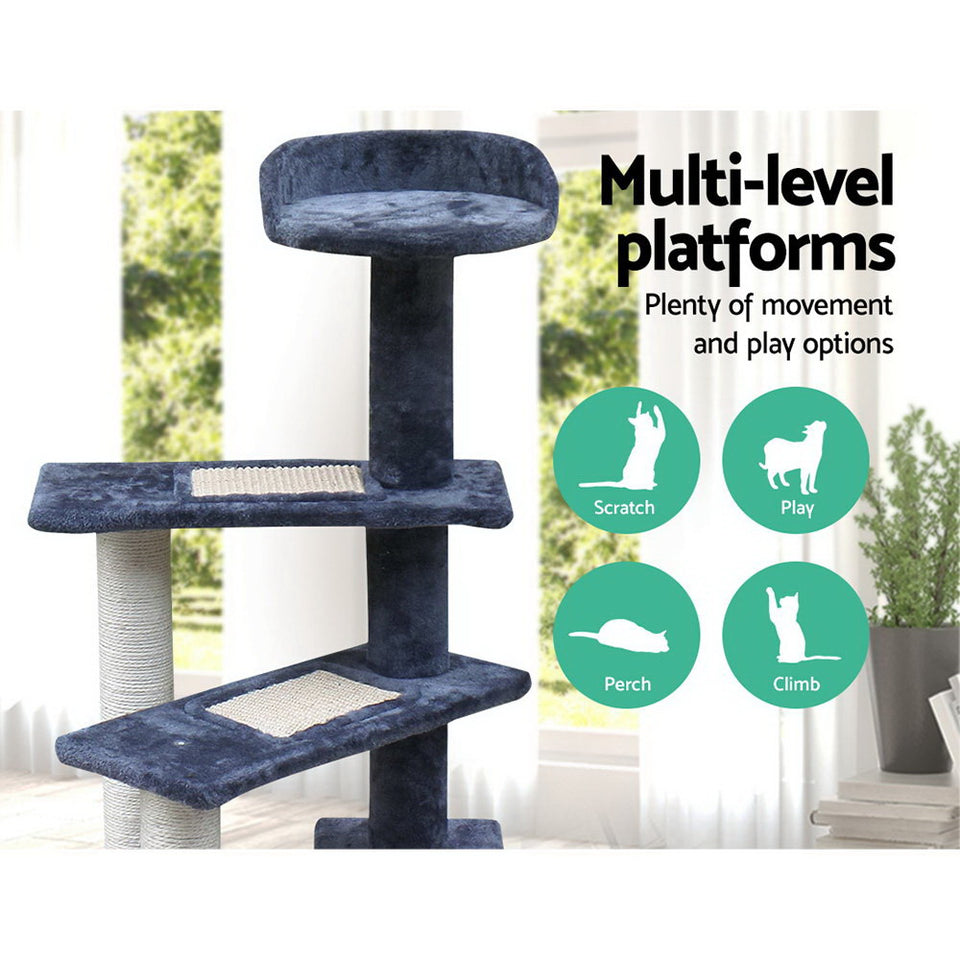 i.Pet Cat Tree 100cm Trees Scratching Post Scratcher Tower Condo House Furniture Wood Steps - KRE Group