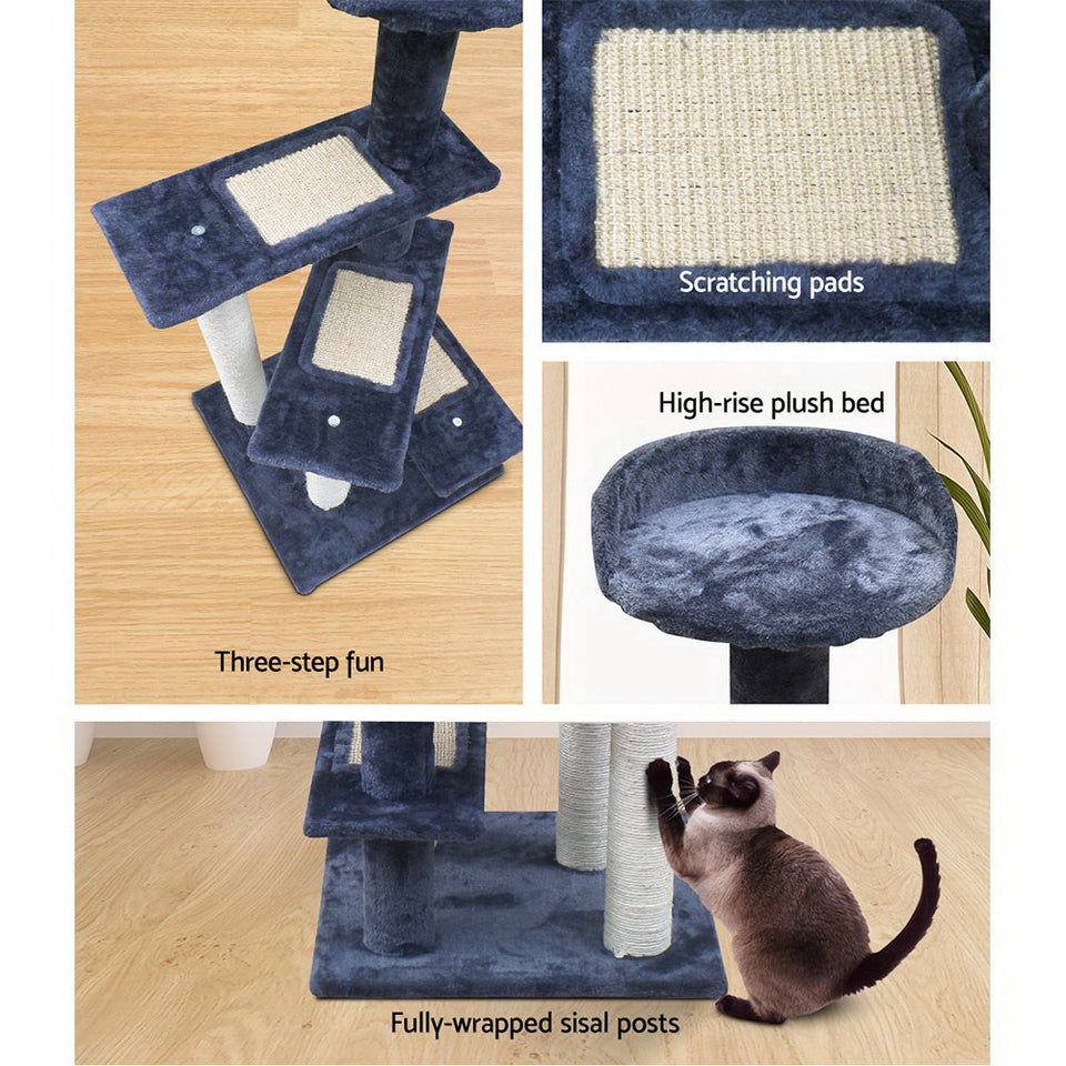 i.Pet Cat Tree 100cm Trees Scratching Post Scratcher Tower Condo House Furniture Wood Steps - KRE Group