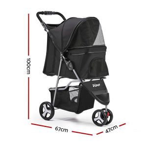 i.Pet 3 Wheel Pet Stroller - Black - KRE Group