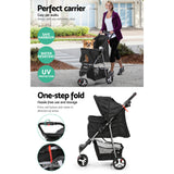 i.Pet 3 Wheel Pet Stroller - Black - KRE Group