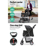 i.Pet 4 Wheel Pet Stroller - Black - KRE Group