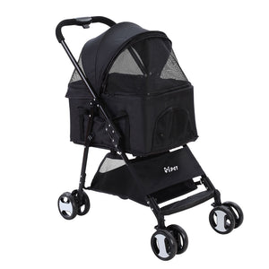 i.Pet Pet Stroller Dog Carrier Foldable Pram 3 IN 1 Middle Size Black - KRE Group