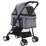 i.Pet Pet Stroller Dog Carrier Foldable Pram 3 IN 1 Middle Size Grey - KRE Group