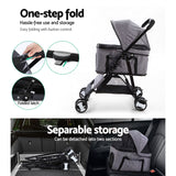 i.Pet Pet Stroller Dog Carrier Foldable Pram 3 IN 1 Middle Size Grey - KRE Group