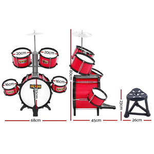 Keezi Kids 7 Drum Set Junior Drums Kit Musical Play Toys Children's Mini Big Band - KRE Group