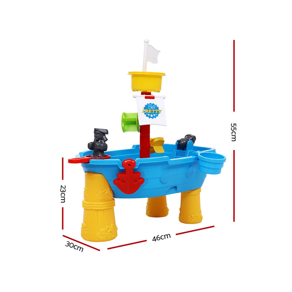 Keezi Kids Beach Sand and Water Toys Outdoor Table Pirate Ship Childrens Sandpit - KRE Group