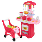 Keezi Kids Kitchen and Trolley Playset - Red - KRE Group