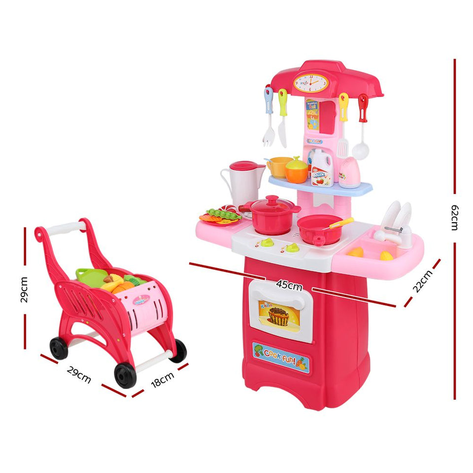 Keezi Kids Kitchen and Trolley Playset - Red - KRE Group