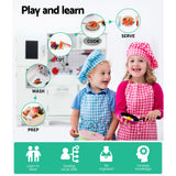 Keezi Kids Kitchen Set Pretend Play Food Sets Childrens Utensils Wooden White - KRE Group