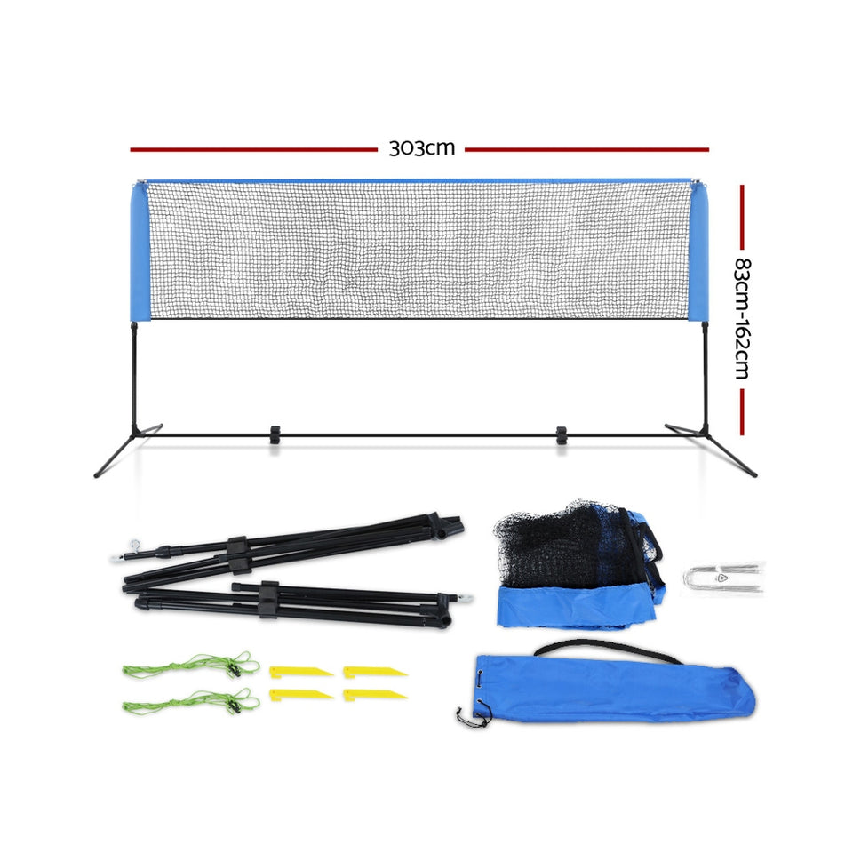 Everfit Portable Sports Net Stand Badminton Volleyball Tennis Soccer 3m 3ft Blue - KRE Group