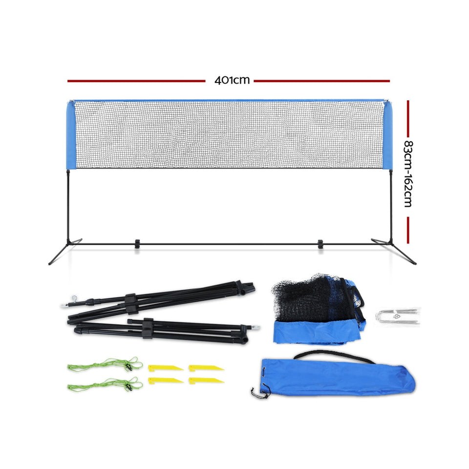 Everfit Portable Sports Net Stand Badminton Volleyball Tennis Soccer 4m 4ft Blue - KRE Group