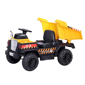 Rigo Kids Ride On Car Dumptruck 12V Electric Bulldozer Toys Cars Battery Yellow - KRE Group