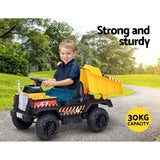 Rigo Kids Ride On Car Dumptruck 12V Electric Bulldozer Toys Cars Battery Yellow - KRE Group