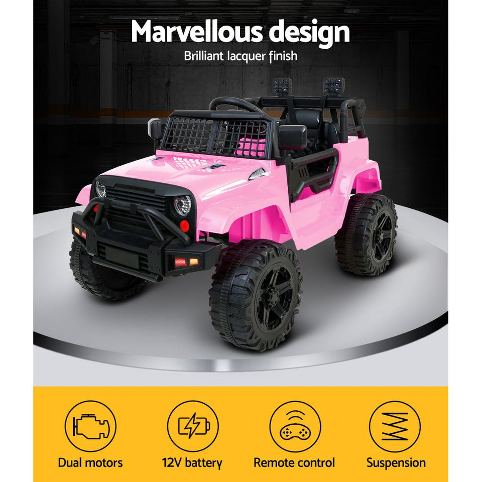 Rigo Kids Ride On Car Electric 12V Car Toys Jeep Battery Remote Control Pink - KRE Group