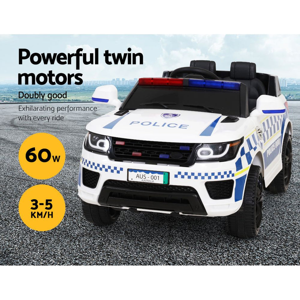 Ride On Car for Kids Inspired Patrol Police White - Electric Powered - KRE Group