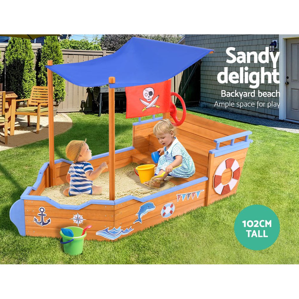 Keezi Boat Sand Pit With Canopy - KRE Group