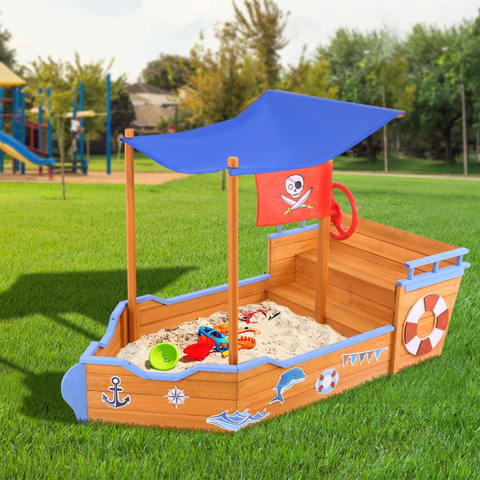 Keezi Boat Sand Pit With Canopy - KRE Group