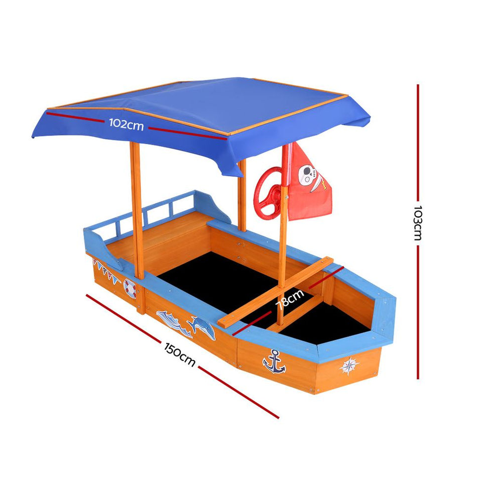 Keezi Boat-shaped Canopy Sand Pit - KRE Group