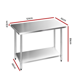 Cefito 1219 x 610mm Commercial Stainless Steel Kitchen Bench - KRE Group