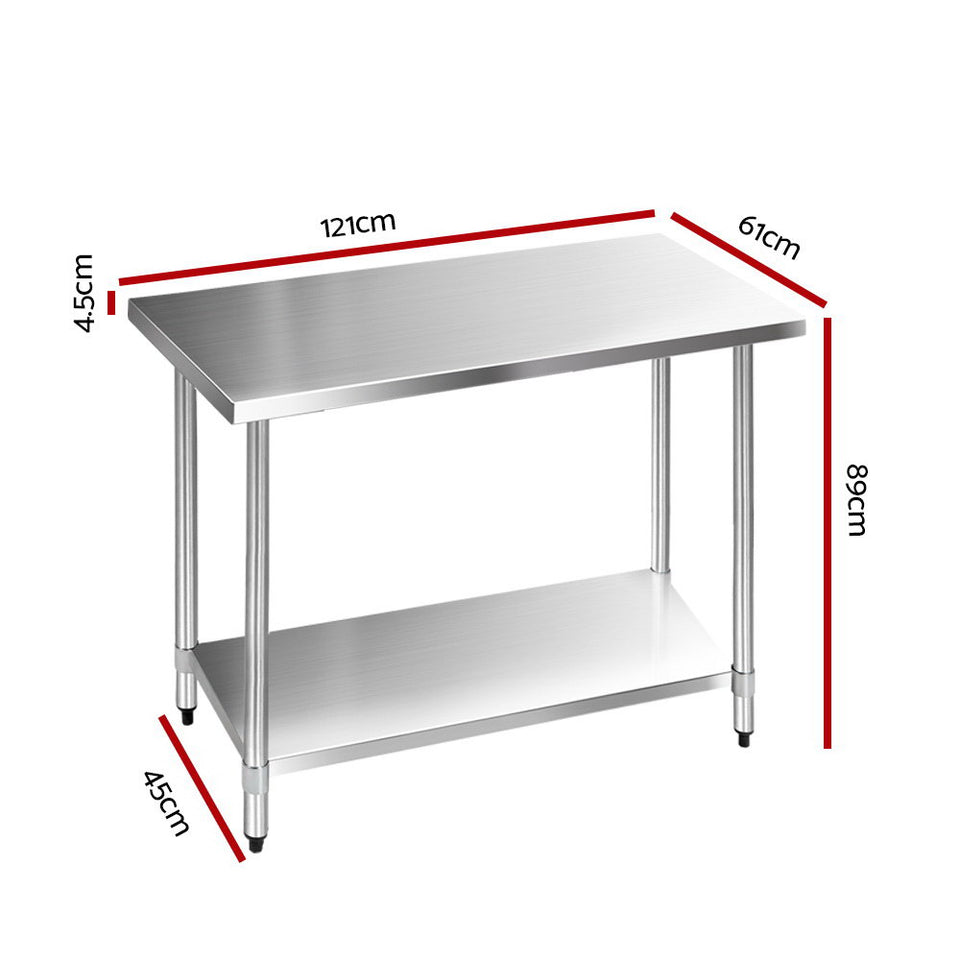 Cefito 1219 x 610mm Commercial Stainless Steel Kitchen Bench - KRE Group