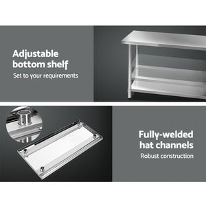 Cefito 1219 x 610mm Commercial Stainless Steel Kitchen Bench - KRE Group