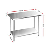 Cefito 610 x 1219mm Commercial Stainless Steel Kitchen Bench - KRE Group