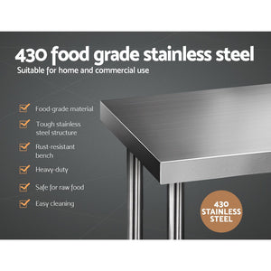 Cefito 610 x 1219mm Commercial Stainless Steel Kitchen Bench - KRE Group