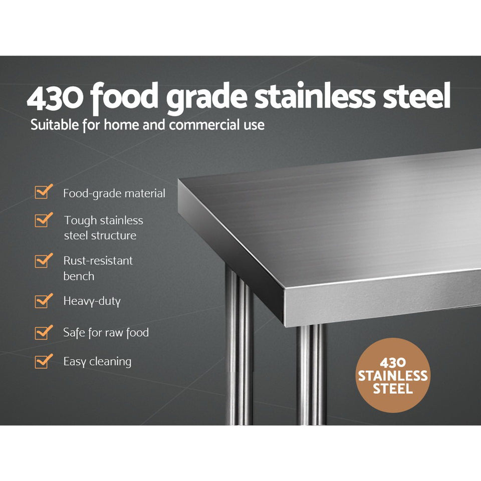 Cefito 610 x 1219mm Commercial Stainless Steel Kitchen Bench - KRE Group