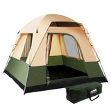 Weisshorn Family Camping Tent 4 Person Hiking Beach Tents Canvas Ripstop Green - KRE Group