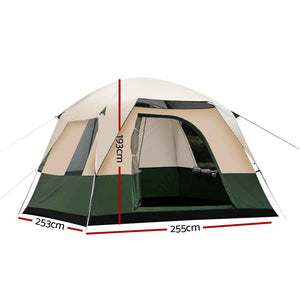 Weisshorn Family Camping Tent 4 Person Hiking Beach Tents Canvas Ripstop Green - KRE Group