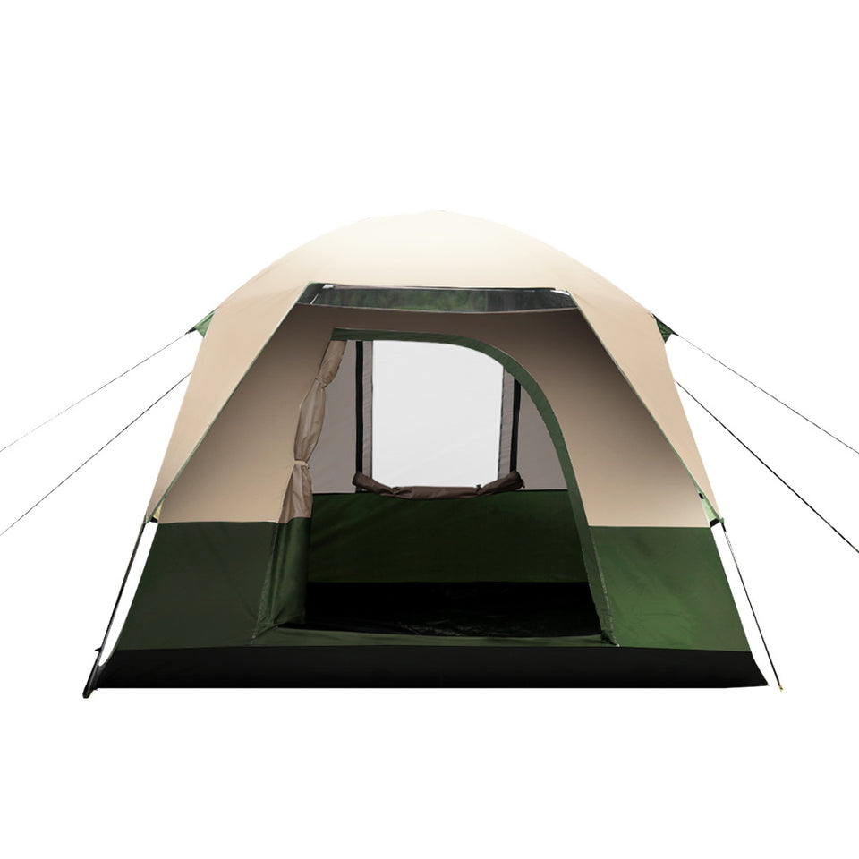 Weisshorn Family Camping Tent 4 Person Hiking Beach Tents Canvas Ripstop Green - KRE Group