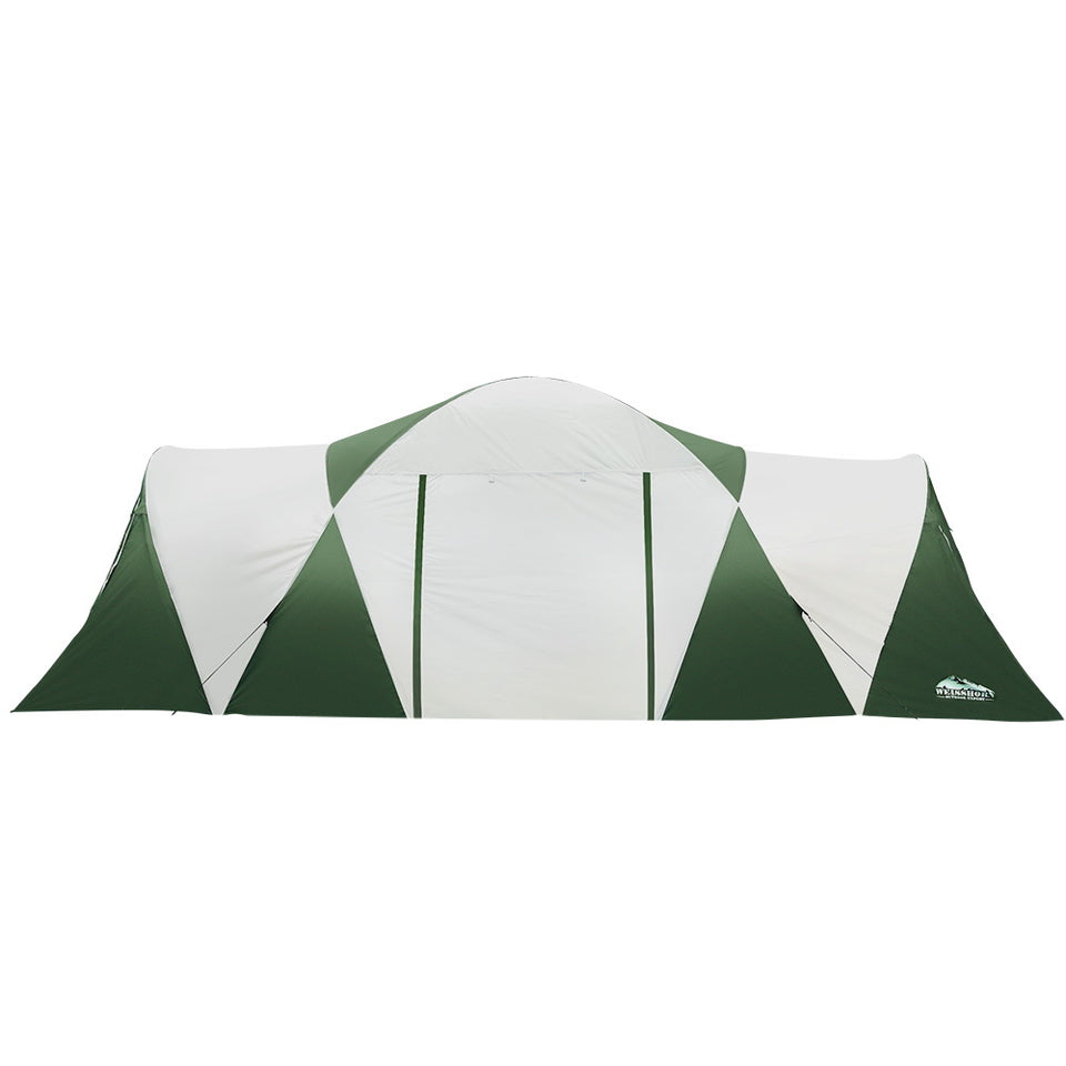 Weisshorn Family Camping Tent 12 Person Hiking Beach Tents (3 Rooms) Green - KRE Group