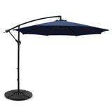 Instahut 3M Umbrella with 48x48cm Base Outdoor Umbrellas Cantilever Sun Beach Garden Patio Navy - KRE Group