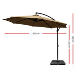 3M Umbrella with 50x50cm Base Outdoor - Beige - KRE Group