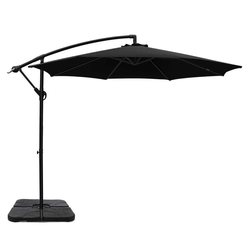 3M Umbrella with 50x50cm Base Outdoor -  Black - KRE Group