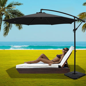 3M Umbrella with 50x50cm Base Outdoor -  Black - KRE Group