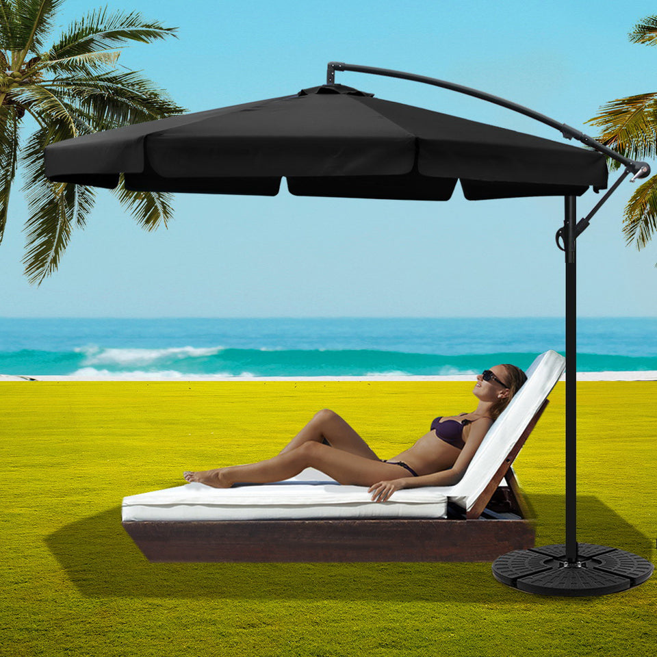 3M Umbrella with 50x50cm Base Outdoor - Black - KRE Group