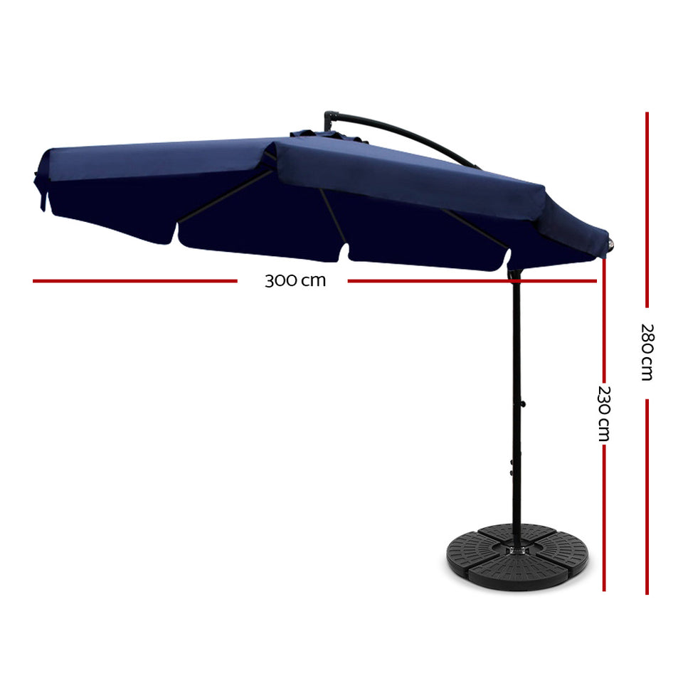 3M Umbrella with 50x50cm Base Outdoor - Beach UV Navy - KRE Group