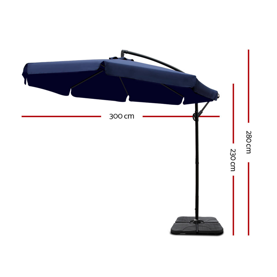 3M Umbrella with 50x50cm Base Outdoor - Navy - KRE Group