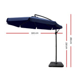 3M Umbrella with 50x50cm Base Outdoor - Navy - KRE Group