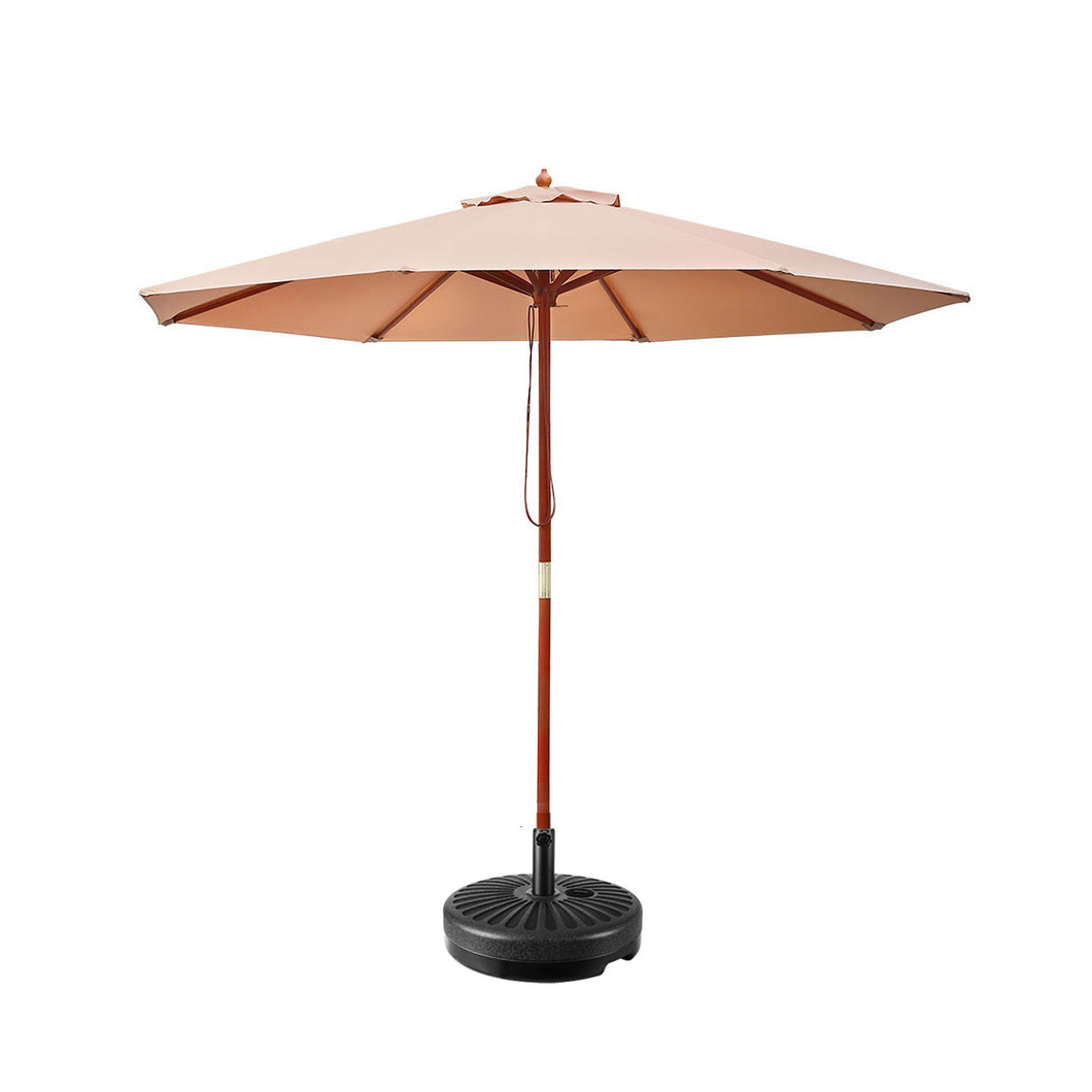 2.7M Umbrella with Base Outdoor Pole - Beige - KRE Group