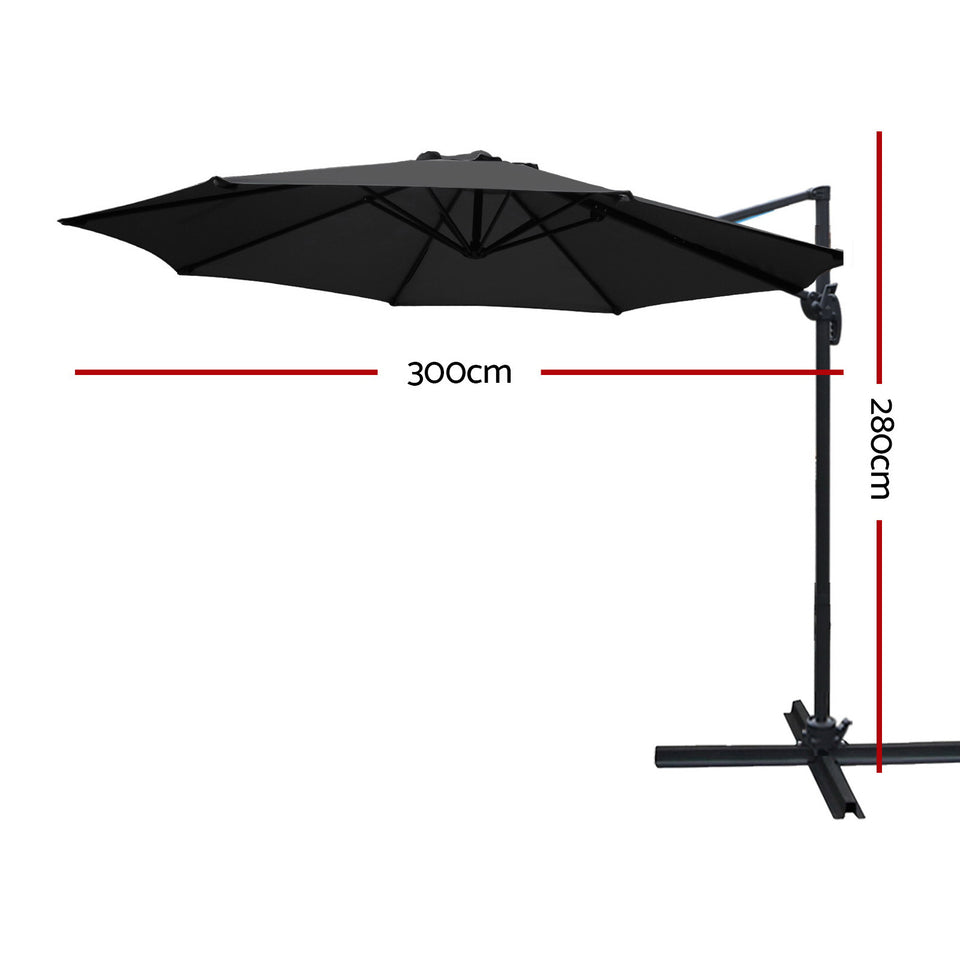 Instahut Roma Outdoor Umbrella - Black - KRE Group