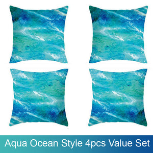Aqua Ocean Style Cushion Covers 4pcs Pack - KRE Group
