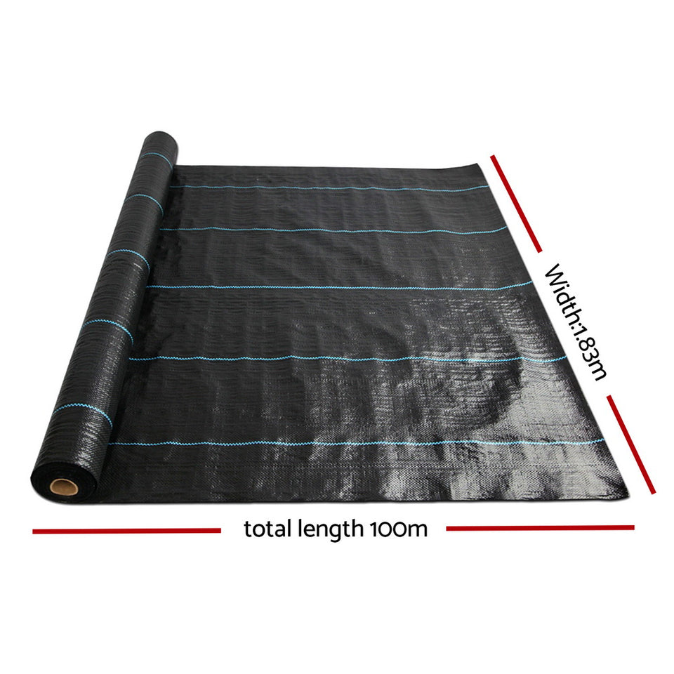 Instahut 1.83m X 100m Weedmat Weed Control Mat Woven Fabric Gardening Plant PE - KRE Group