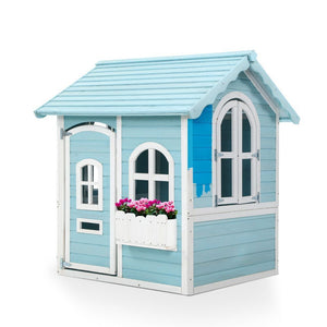 Kids Wooden Cubby House Outdoor Playhouse Pretend Play Set Childrens Toy - KRE Group