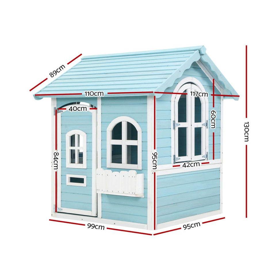 Kids Wooden Cubby House Outdoor Playhouse Pretend Play Set Childrens Toy - KRE Group