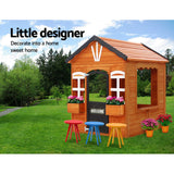 Kids Cubby House Wooden Outdoor Playhouse Timber Childrens Pretend Play - KRE Group