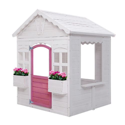 Kids Cubby House Wooden Outdoor Childrens Gift Pretend Play Set - KRE Group