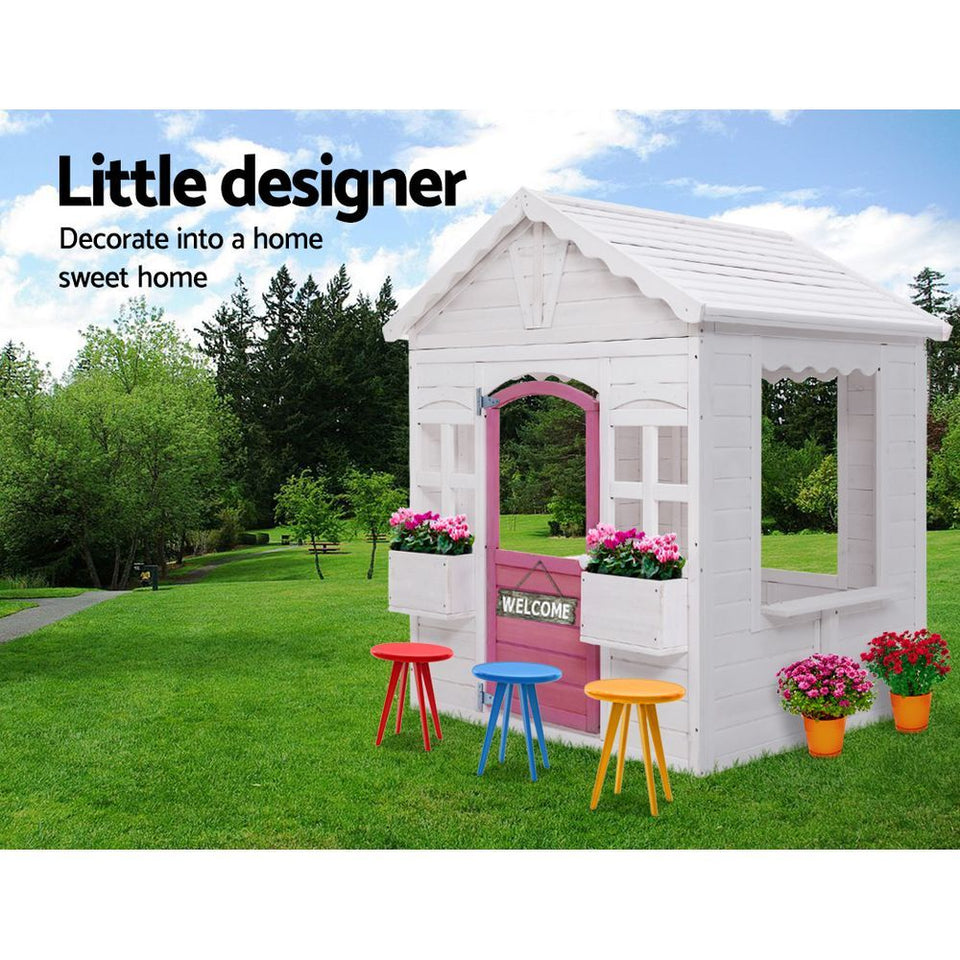 Kids Cubby House Wooden Outdoor Childrens Gift Pretend Play Set - KRE Group